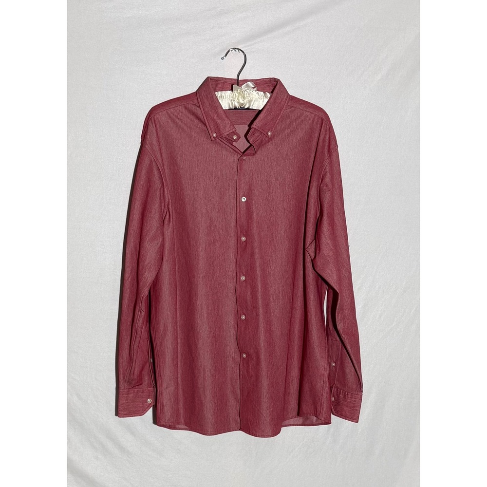 Cremieux‎ Collection Mens XL Red Heathered Button Down Shirt Long Sleeve Cotton
